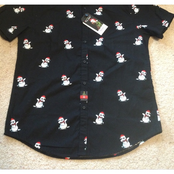 Denim & Flower Ricky Singh Christmas Sonman short sleeve button shirt size M - Picture 2 of 3